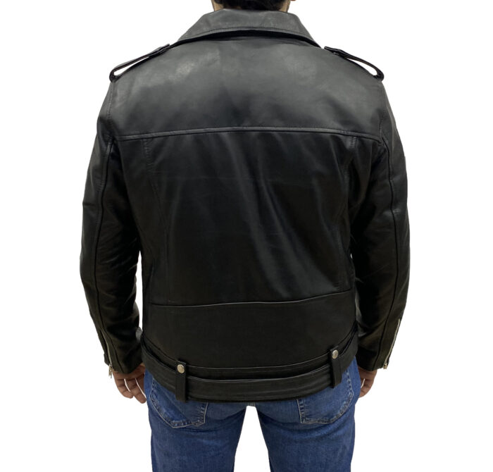 Men Skeleton Deuce Black Biker Leather Jacket