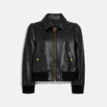 women Black Aviator Bomber Leather Jacket