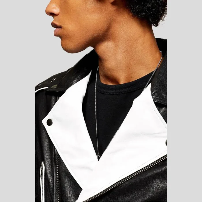 Black & White Motorcycle Real Leather Jacket