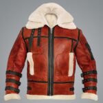 Aviator Sheepskin RAF B6 Shearling Red Leather Jacket