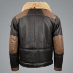 Mens Sheepskin Sherpa Black Bomber leather Jacket