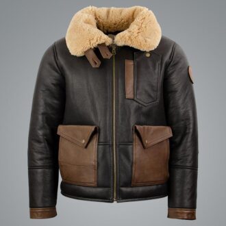 Mens Sheepskin Sherpa Black Bomber leather Jacket