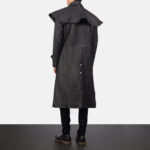 Sheepskin Leather Studded Black Leather Duster Coat