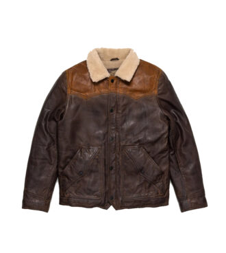 Sheepskin Double Tone Brown Western Leather Jacket.