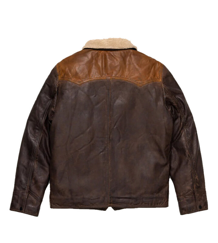 Sheepskin Double Tone Brown Western Leather Jacket.