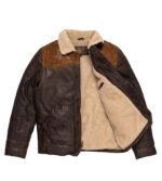 Sheepskin Double Tone Brown Western Leather Jacket.