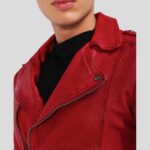 Red Motorcycle Leather Jacket For Men