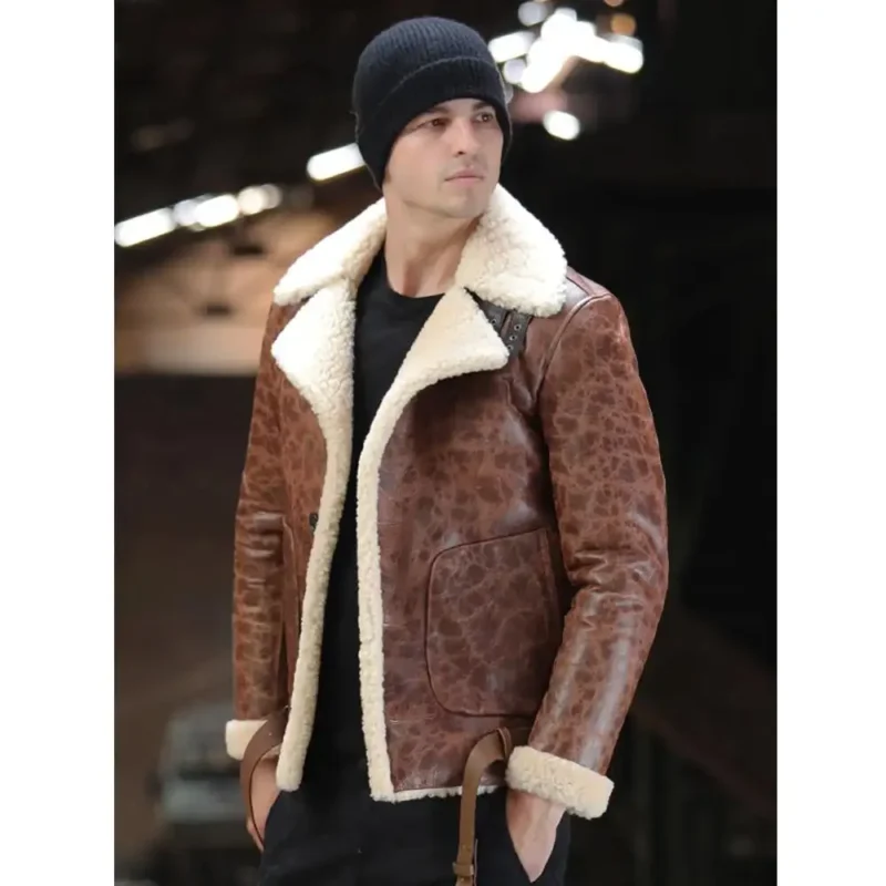 Airforce Aviator Sheepskin Brown Leather Jacket