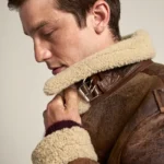 Brown Distressed Shearling Leather Jacket