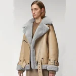 Women RAF Aviator Real Lambskin Sherpa Leather Jacket