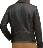 Asymmetrical Distressed Biker Leather Jacket