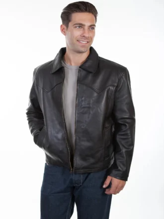 Men Black Biker Leather Jacket