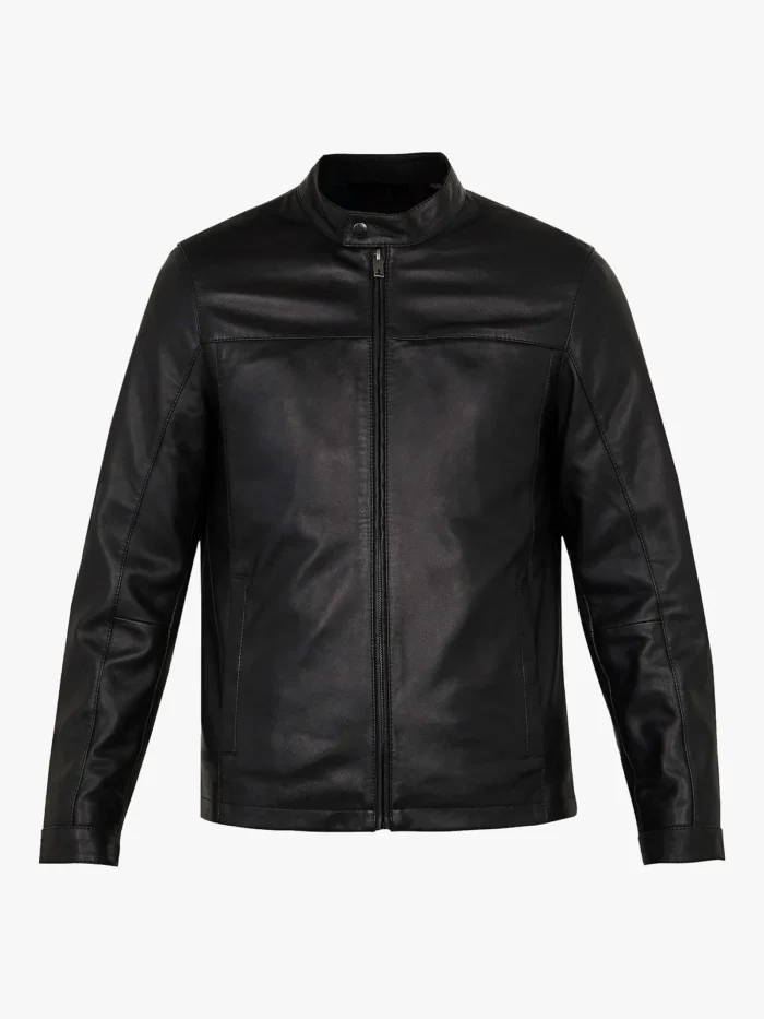 Men's Plain Black Biker Real Leather Jacket