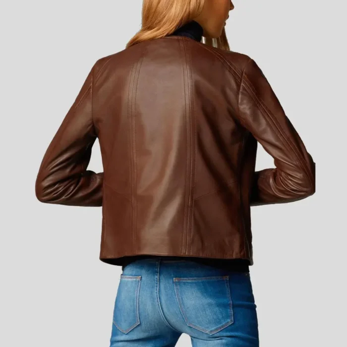 Brown Motorcycle Leather Jacket For women