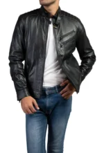 Mens Black Biker Leather Jacket