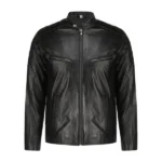 Mens Black Lambskin Biker Style Leather Jacket