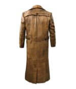 Distressed Brown Vintage Long Leather Duster Coat