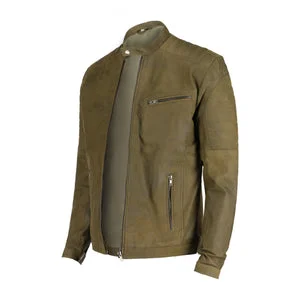 Mens Classic Green Biker Jacket