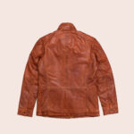 Men Grain Lambskin Brown Leather Field Jacket