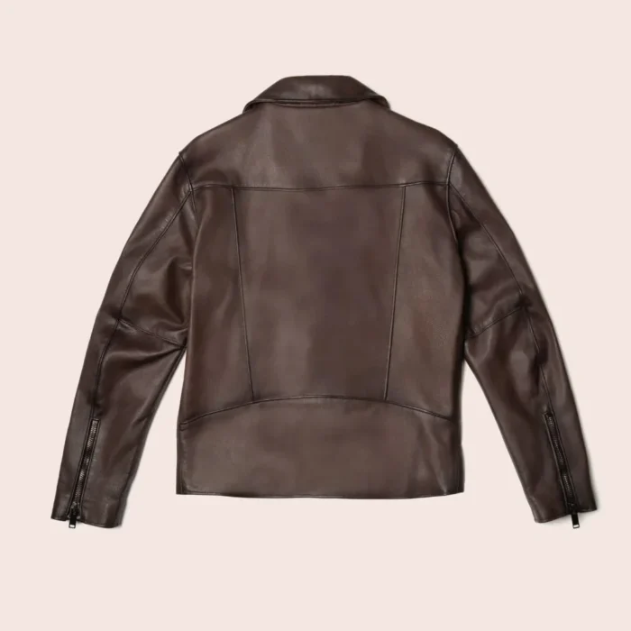 Brown Motorcycle Biker Genuine Leather Jacket For Men