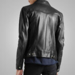 Men's Black Leather Trucker Jacket