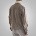 Men's Grey Suede Trucker Leather Jacket