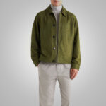 Men's Green Suede Trucker Leather Jacket