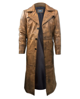 Men's Leather Duster Trench Coat