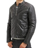 Black Quilted Motorcycle Leather Jacket