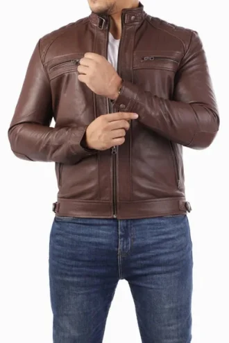 Casual Dark Brown Lambskin Jacket