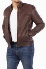 Casual Dark Brown Lambskin Jacket