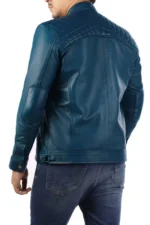 Blue Motorcycle Leather Jacket