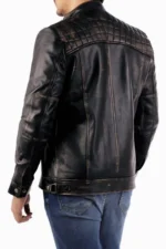 Men's Cafe Racer Quilted Distressed Jacket