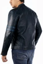 Blue Cafe Racer Genuine Lambskin Jacket