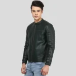 Black Biker Genuine Leather Jacket For Men