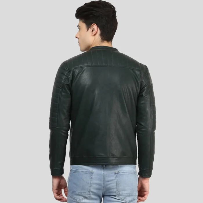 Black Biker Genuine Leather Jacket For Men