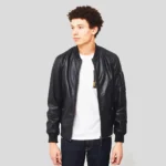 Mens Black Bomber Genuine Cafe Racer Leather Jacket