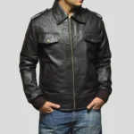 Men's Casual Black Biker Leather Jacket