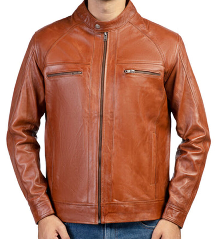 Men Brown Vintage Genuine Leather Jacket