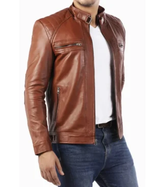 Casual Brown Lambskin Jacket