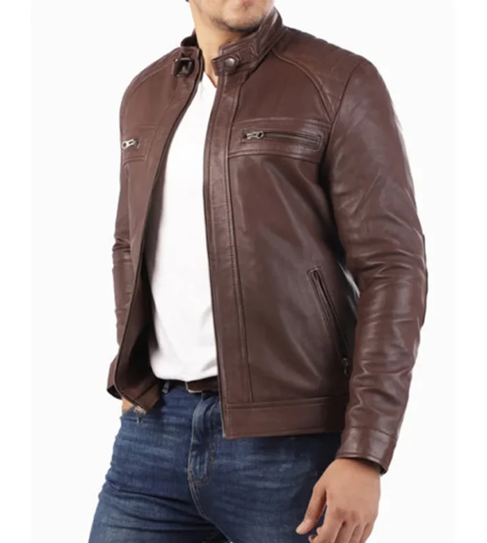 Casual Dark Brown Lambskin Jacket