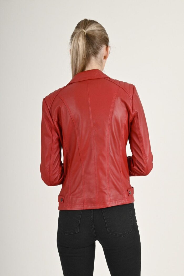 Alexa Red Biker Leather Jacket