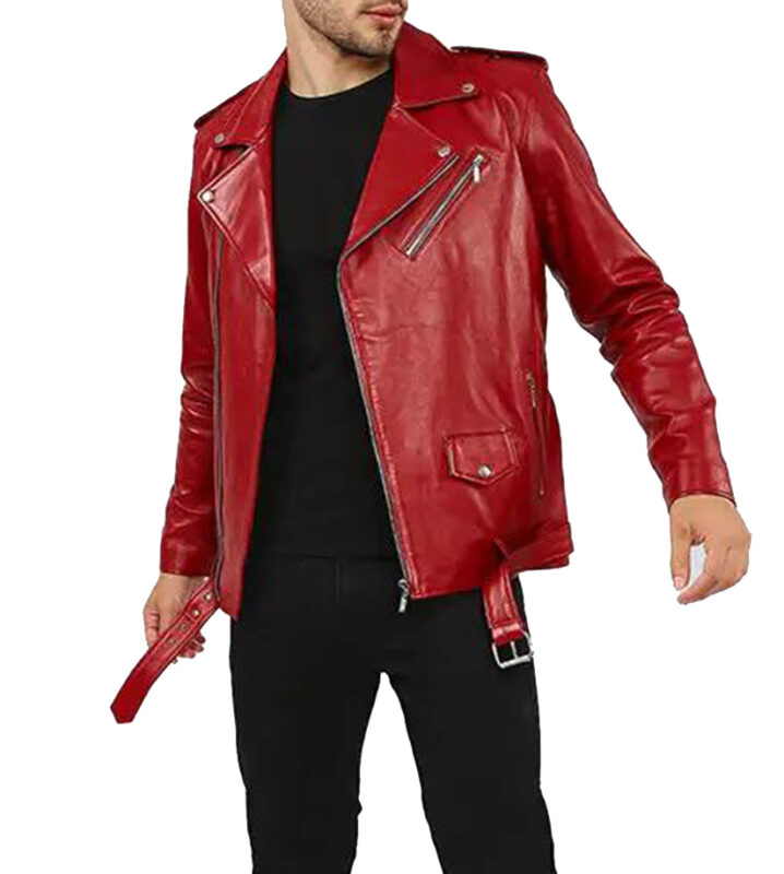 Alexander Red Biker Leather Jacket