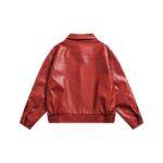 Alison Bomber Red Shirt Collar Leather Jacket