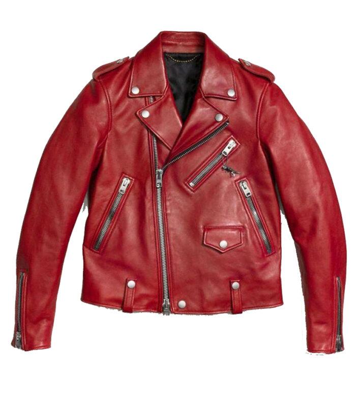 Cardinal Motorcycle Red Leather Jacket