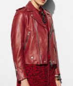 Cardinal Motorcycle Red Leather Jacket