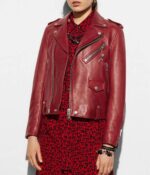 Cardinal Motorcycle Red Leather Jacket