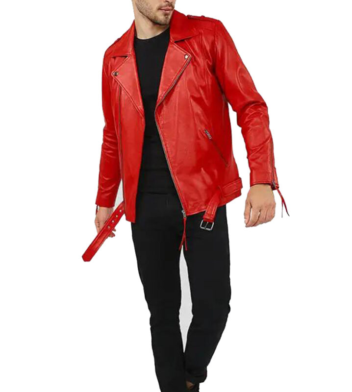 Chris Red Motorcycle Leather Jacket