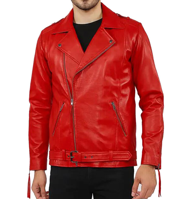 Chris Red Motorcycle Leather Jacket