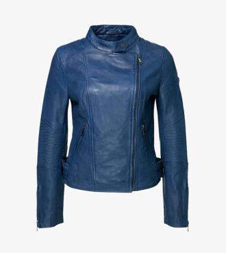 Cora Casual Blue Leather Jacket